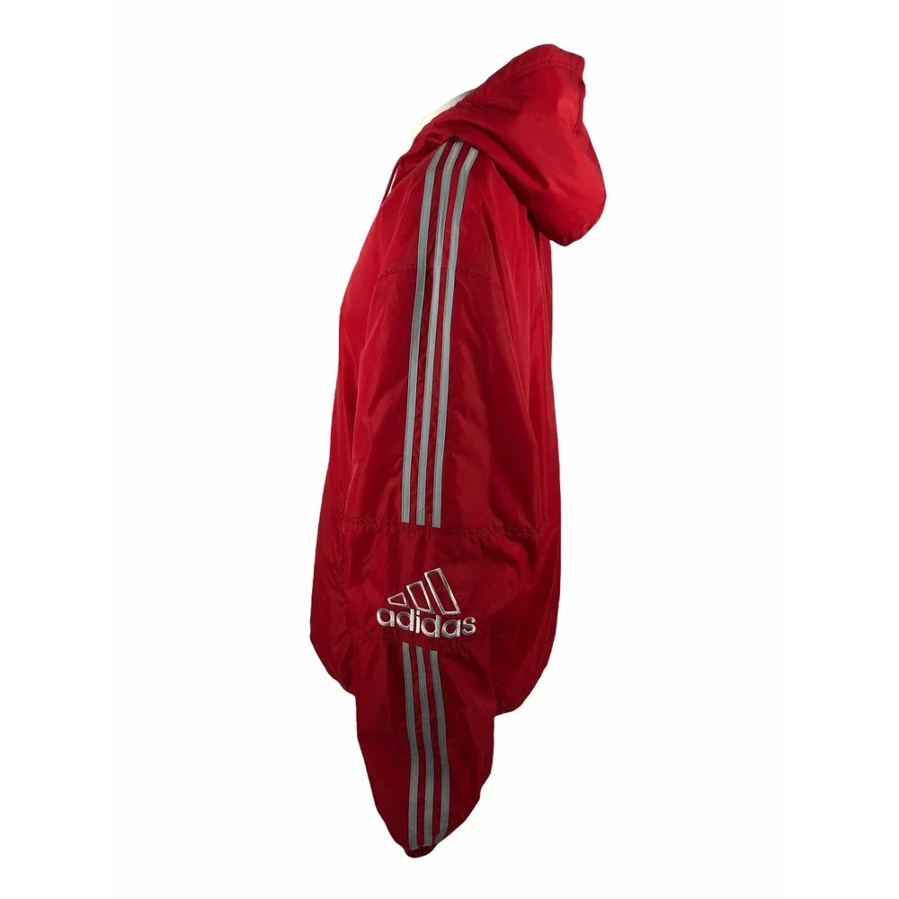 Adidas Mens XL Jacket Red Nylon Embroidered Fleece Lined Vintage Y2K 2000s EUC